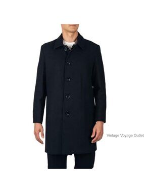 Mens Wool Blend Car Coat Single Breasted Overcoat Winter Jacket